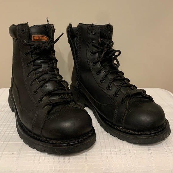 Harley-Davidson black leather biker boots men’s size 10W - Picture 3 of 8